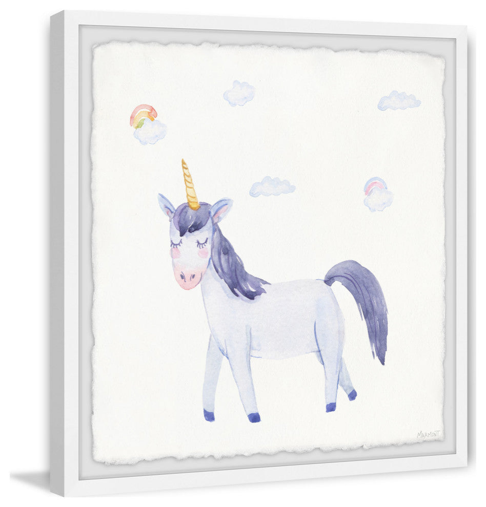 "Unicorn Blues" Framed Painting Print, 32x32