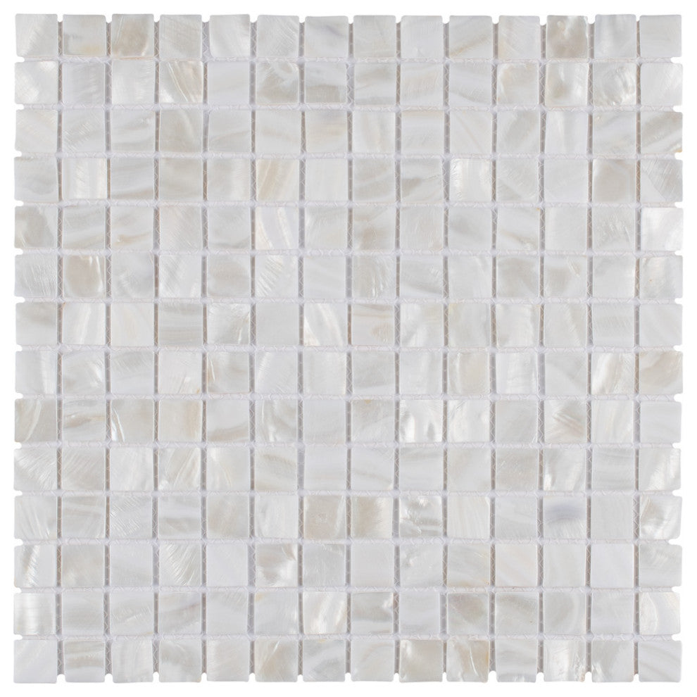 Conchella Square White Natural Shell Wall Tile