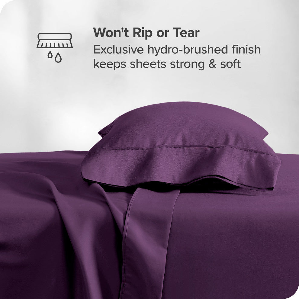 Bare Home Twin XL 1800 Microfiber Sheet Set, Plum