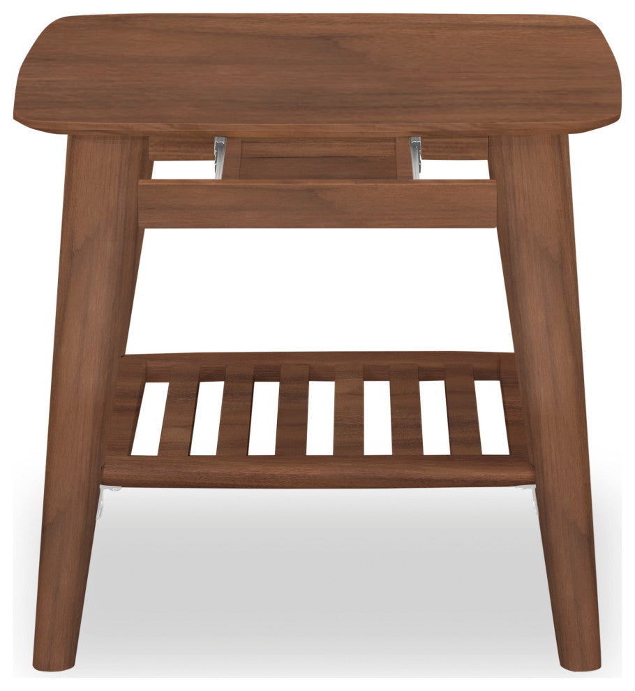 Modern Nightstand With Shelf and Drawer, Walnut Stain