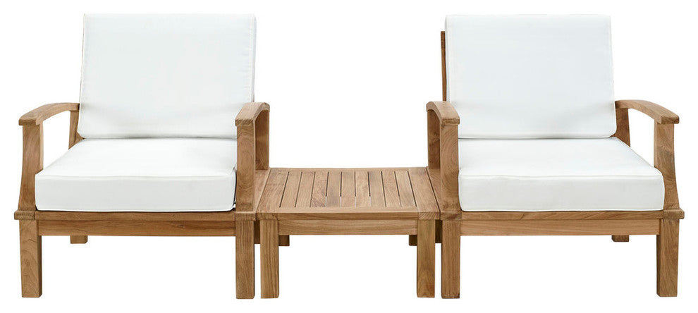 Modern Contemporary Outdoor Patio 3-Piece SetSofa Set Natural White Rattan