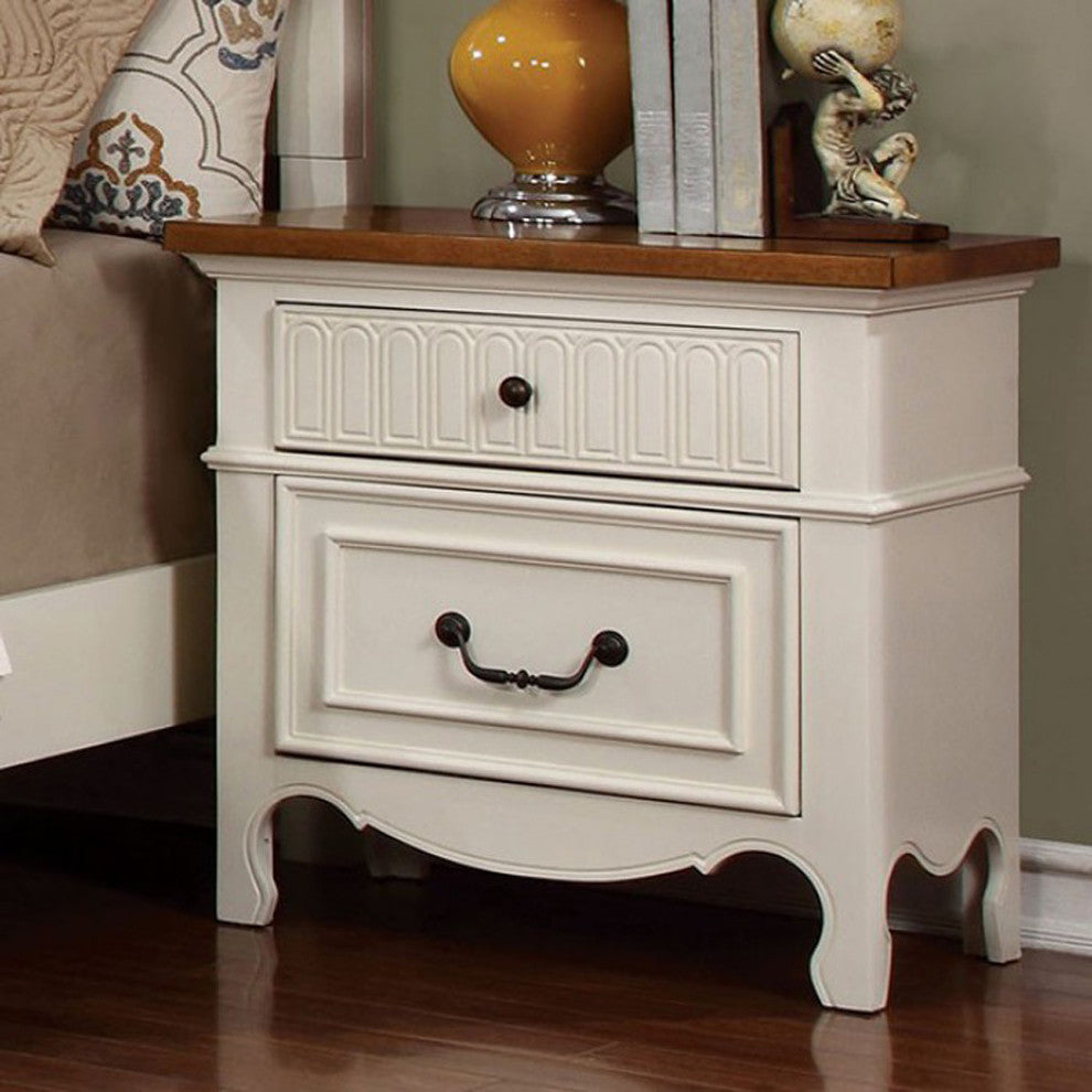 Galesburg Transitional Night Stand In Oak and White Finish