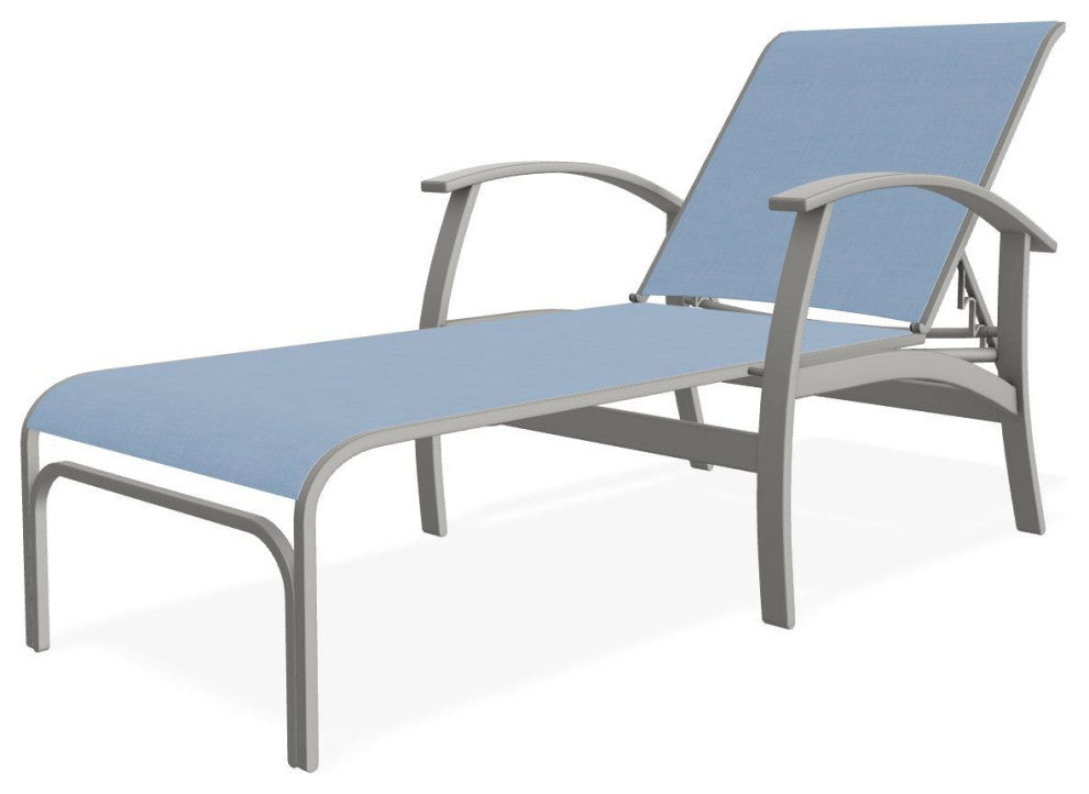 Belle Isle Sling 4-Position Outdoor Chaise Lounge, Sky/Snow