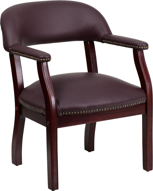 Side Chair, Burgundy Leather