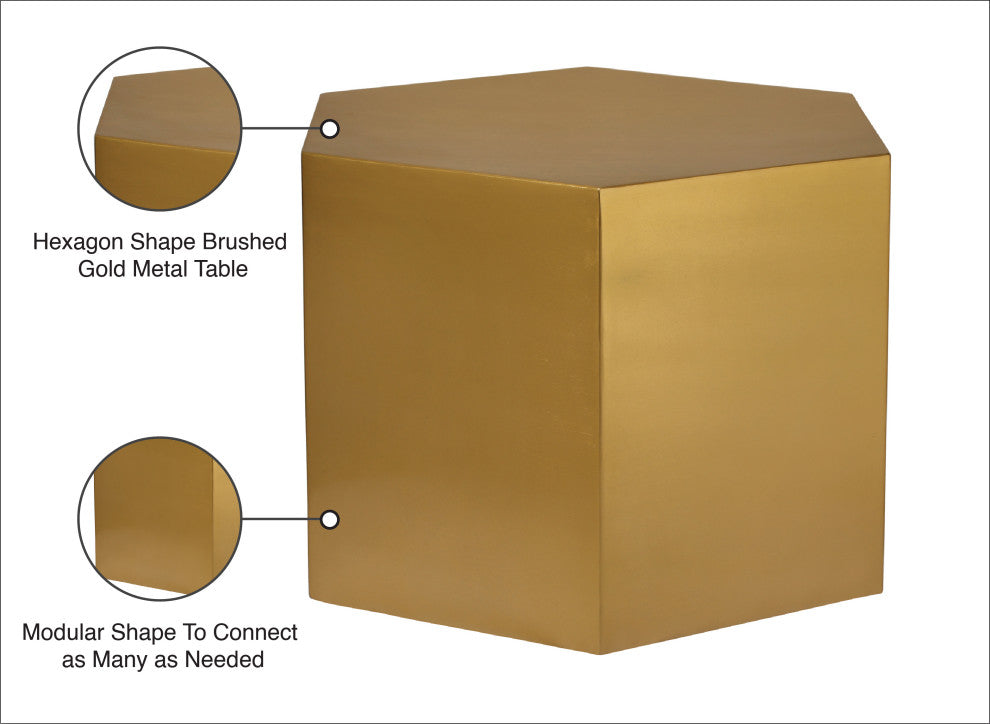 Hexagon Durable Iron Modular Coffee Table, Brushed Gold