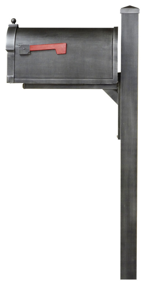 Berkshire Curbside Mailbox and Wellington Decorative Post, Swedish Silver