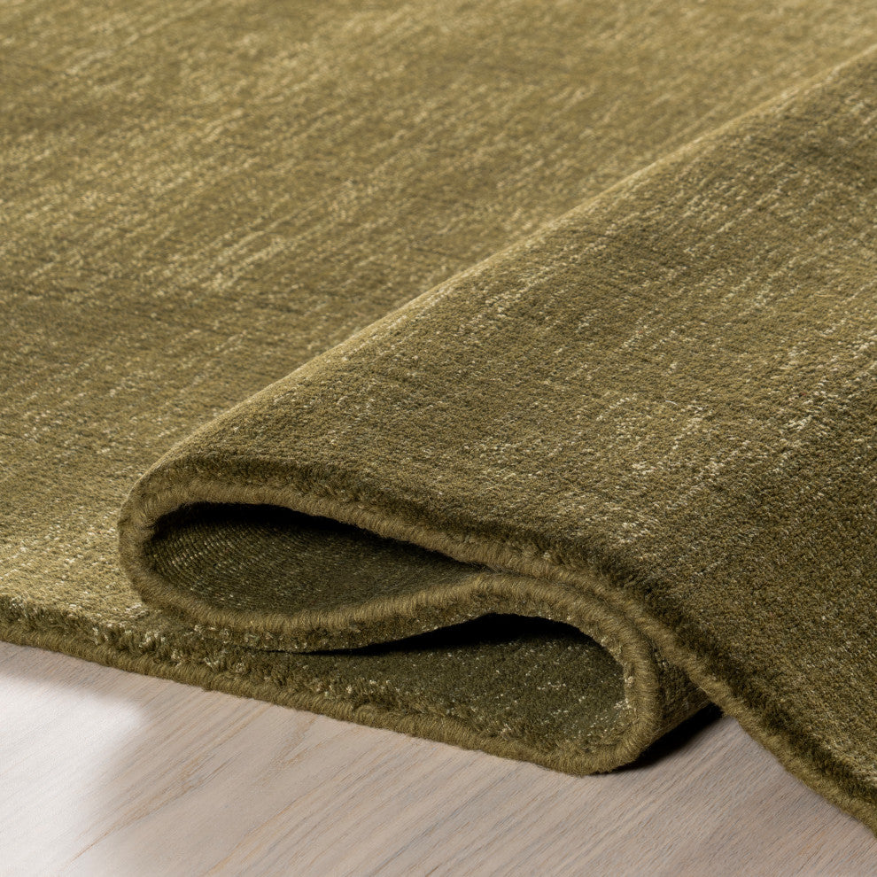 Arrel Speckled Wool-Blend Area Rug, Verdant Green 2' 6" x 10'