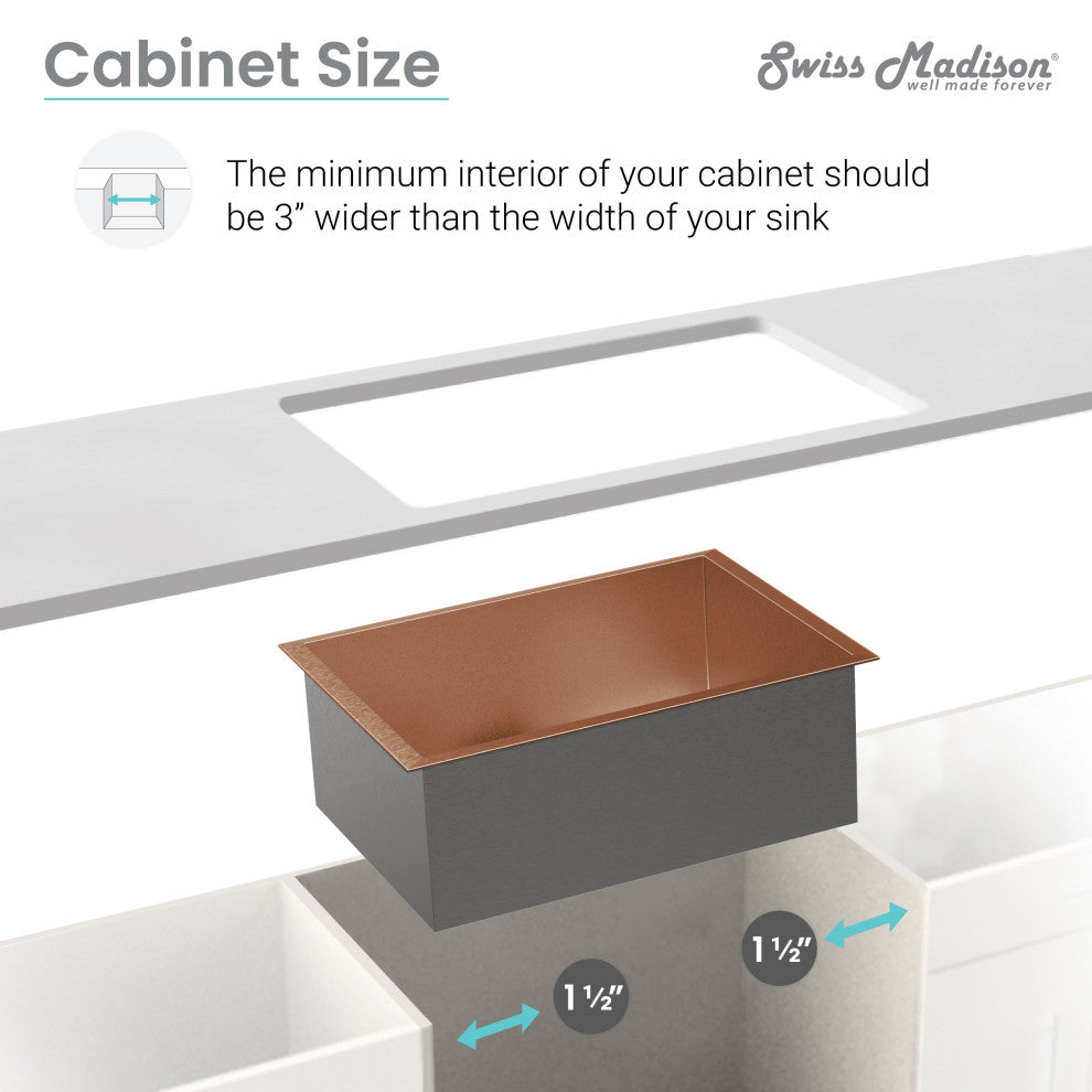 Rivage 32"x19" Stainless Steel, Single Basin, Undermount Kitchen Sink, Rose Gold