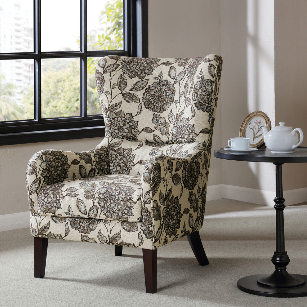 Madison Park Arianna Swoop Wing Chair, Floral