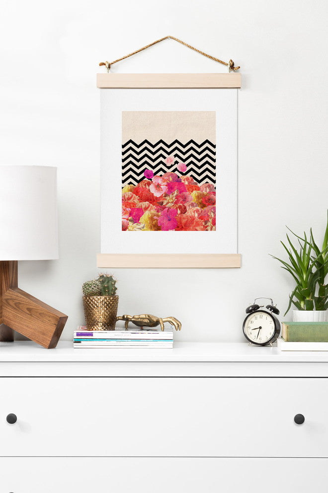 Deny Designs Bianca Green Chevron Flora 2 Art Print