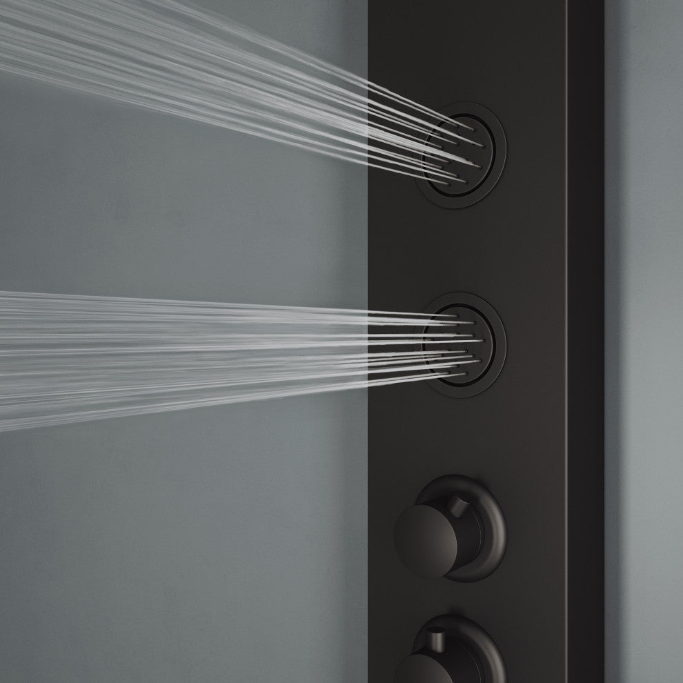 Ellington 59" H x 6" W 4-Jet Shower Panel with Round Shower Head, Matte Black
