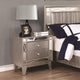 Benzara BM182715 Wooden Nightstand with 2 Drawers, Mercury Silver
