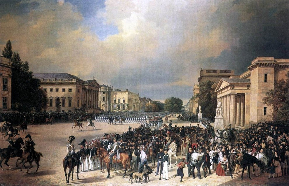 Franz Kruger Parade at the Opernplatz - 18" x 27" Premium Canvas Print