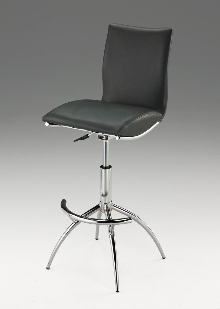 Gray Leatherette Swivel Bar Stool With Gas Lift