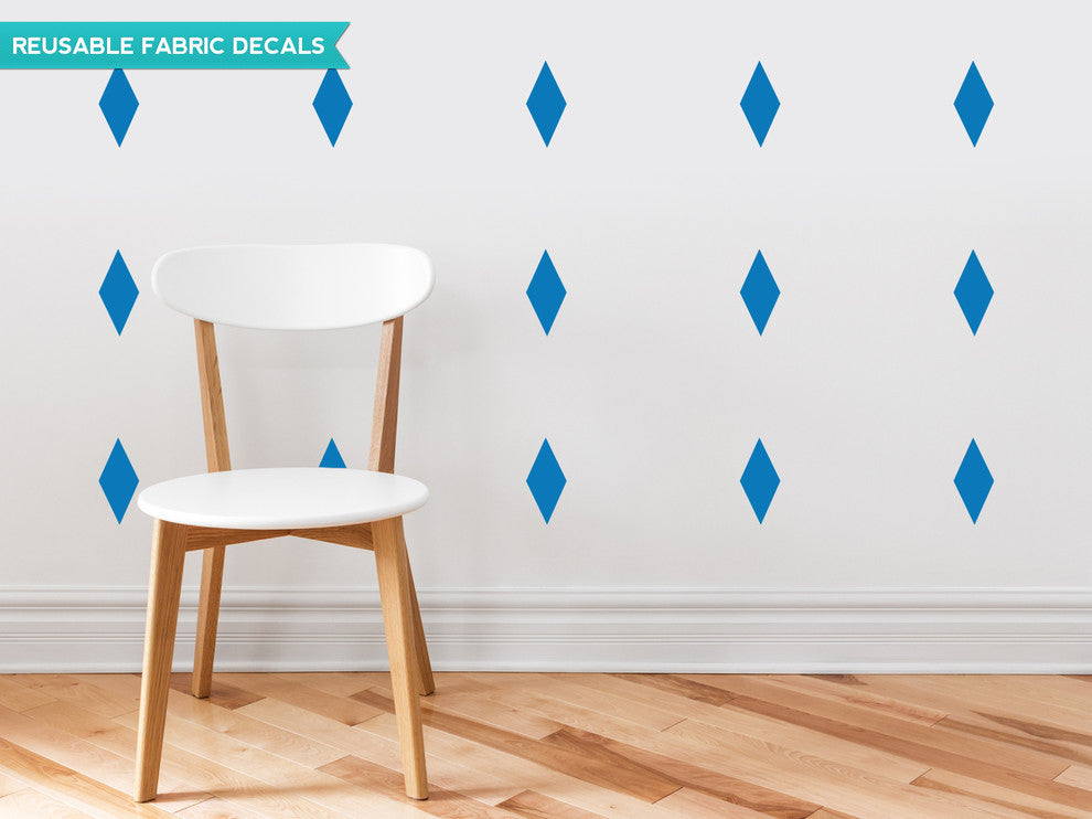 Diamond Fabric Wall Decals, Set of 16, Blue