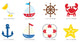 Nautical Fabric Wall Decals, Set of 8 With Pelican, Saliboats, Anchor, and More