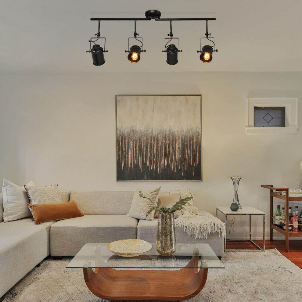 Black Split Rail 4 Spotlight Track Lighting