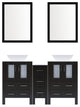 Modern Bathroom Vanity Set With Mirror and Sink, Espresso, 72"