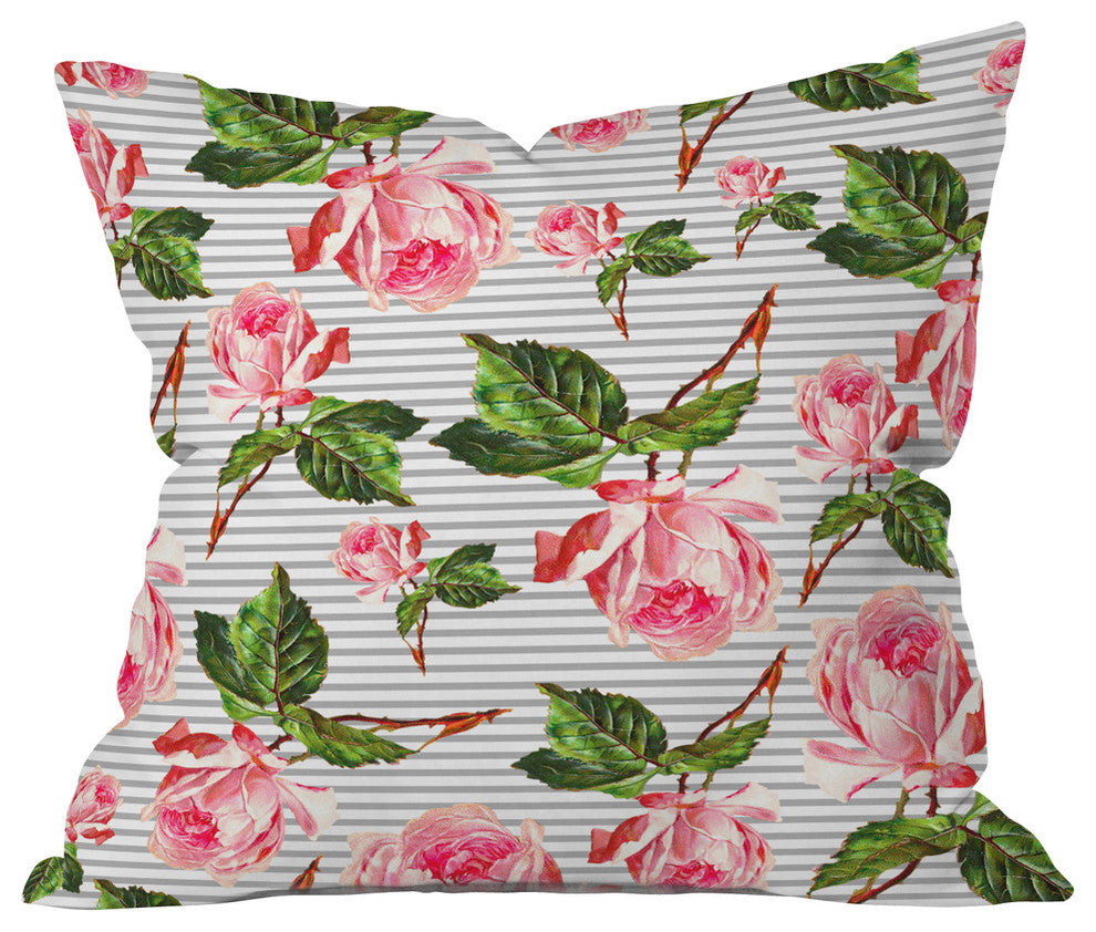 Deny Designs Allyson Johnson Roses And Stripes Outdoor Throw Pillow
