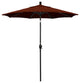 7.5' Matted Black Push-Button Tilt Crank Aluminum Umbrella, Brick Pacifica
