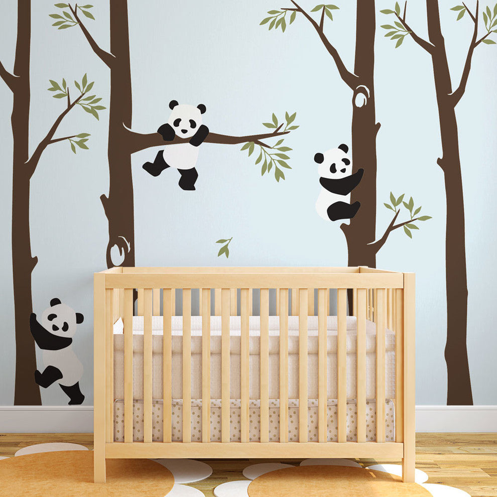 Trees With Pandas Wall Decal, Scheme A, 96" Tall Trees