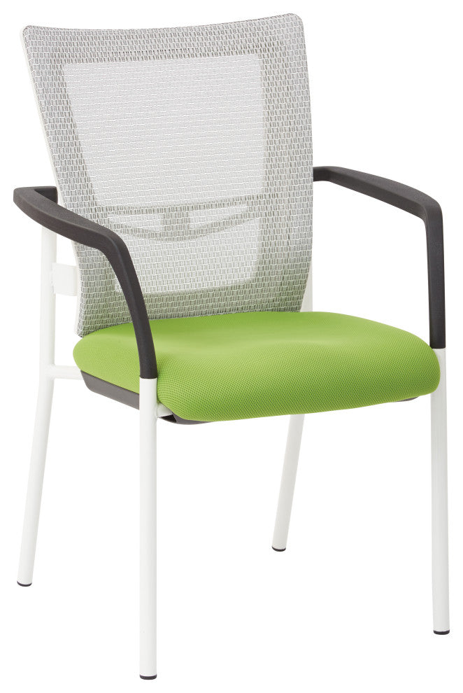 ProGrid Mesh Back With Padded Fabric Seat Visitors Chair, White/Green