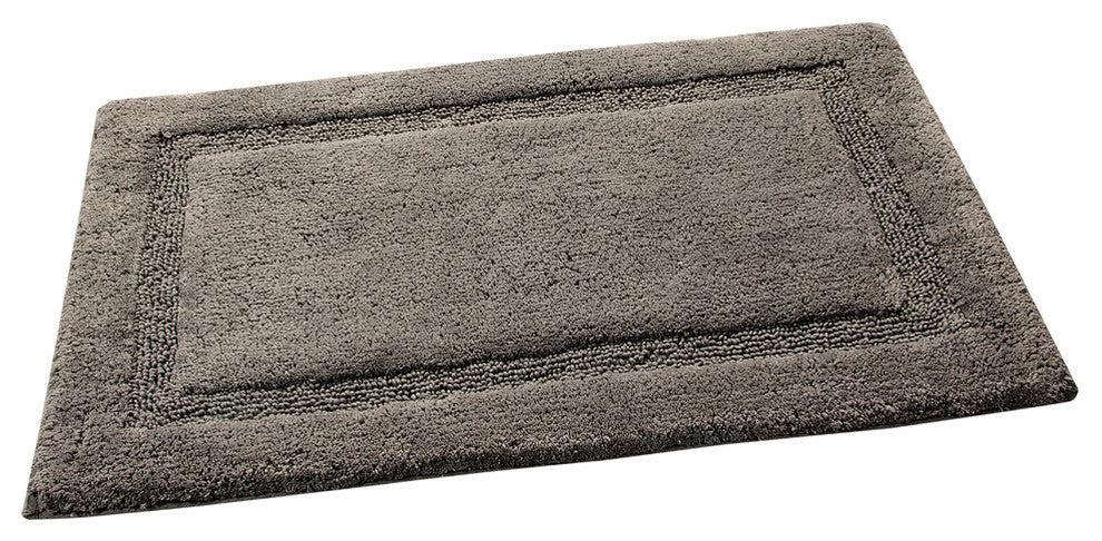 Bath Rug Cotton Solid Color Regency Pattern, Gray, 34"x21"