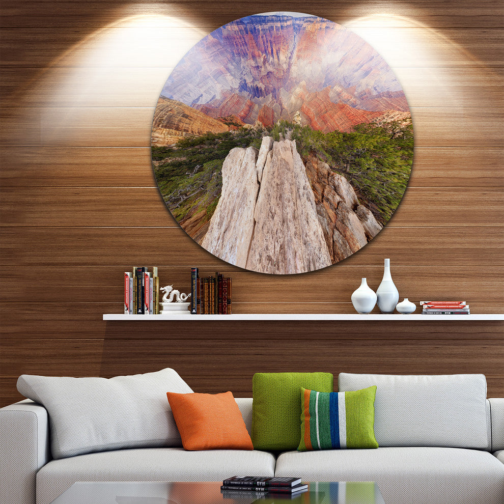 Grand Canyon View From Above, Modern Seascape Round Wall Art, 23"
