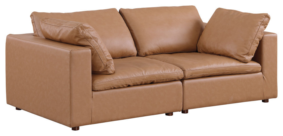 Dante modular sofa, loveseat and chair in Genuine Belfast Fabric, Cognac