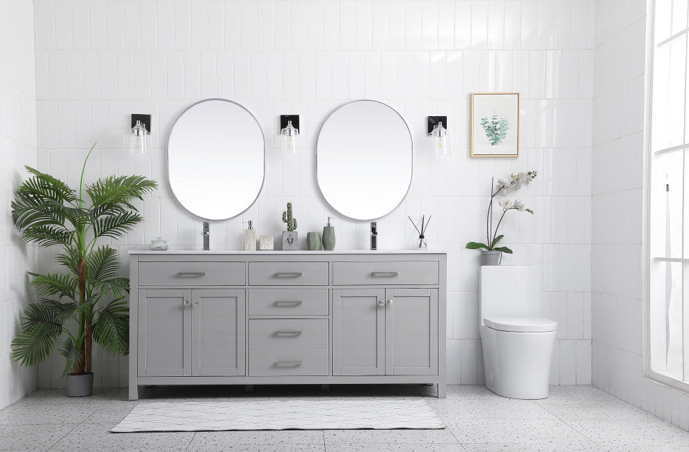 72" Double Bathroom Vanity, Grey