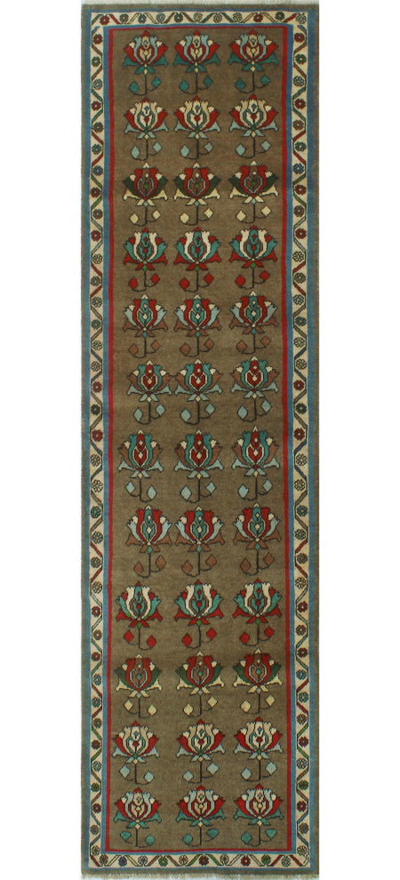 Fine Vintage Distressed Nazmiye Brown Runner