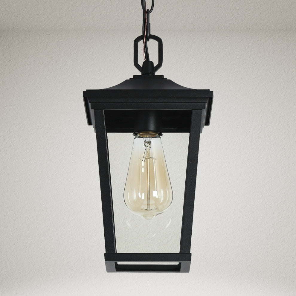 LNC 1-Light Matte Black Square Outdoor Pendant Light