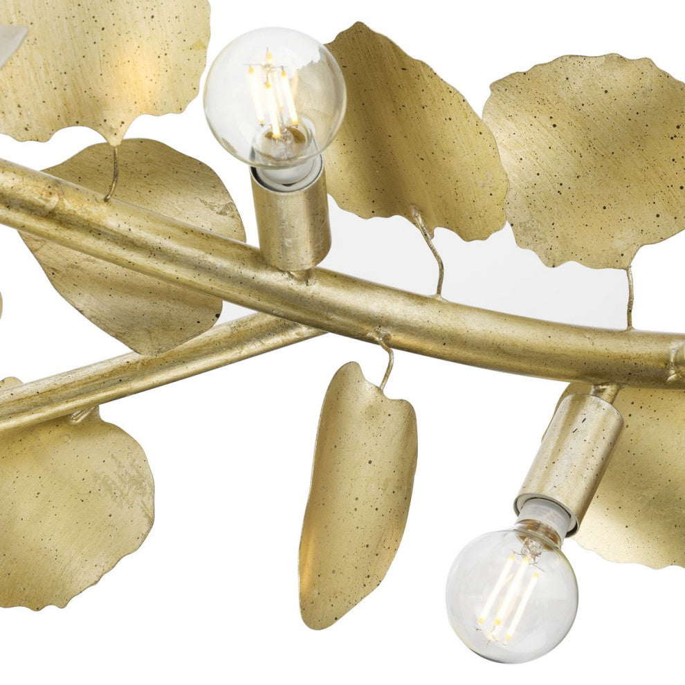 Laurel Collection 7-Light Island Linear Chandelier Light, Gilded Silver