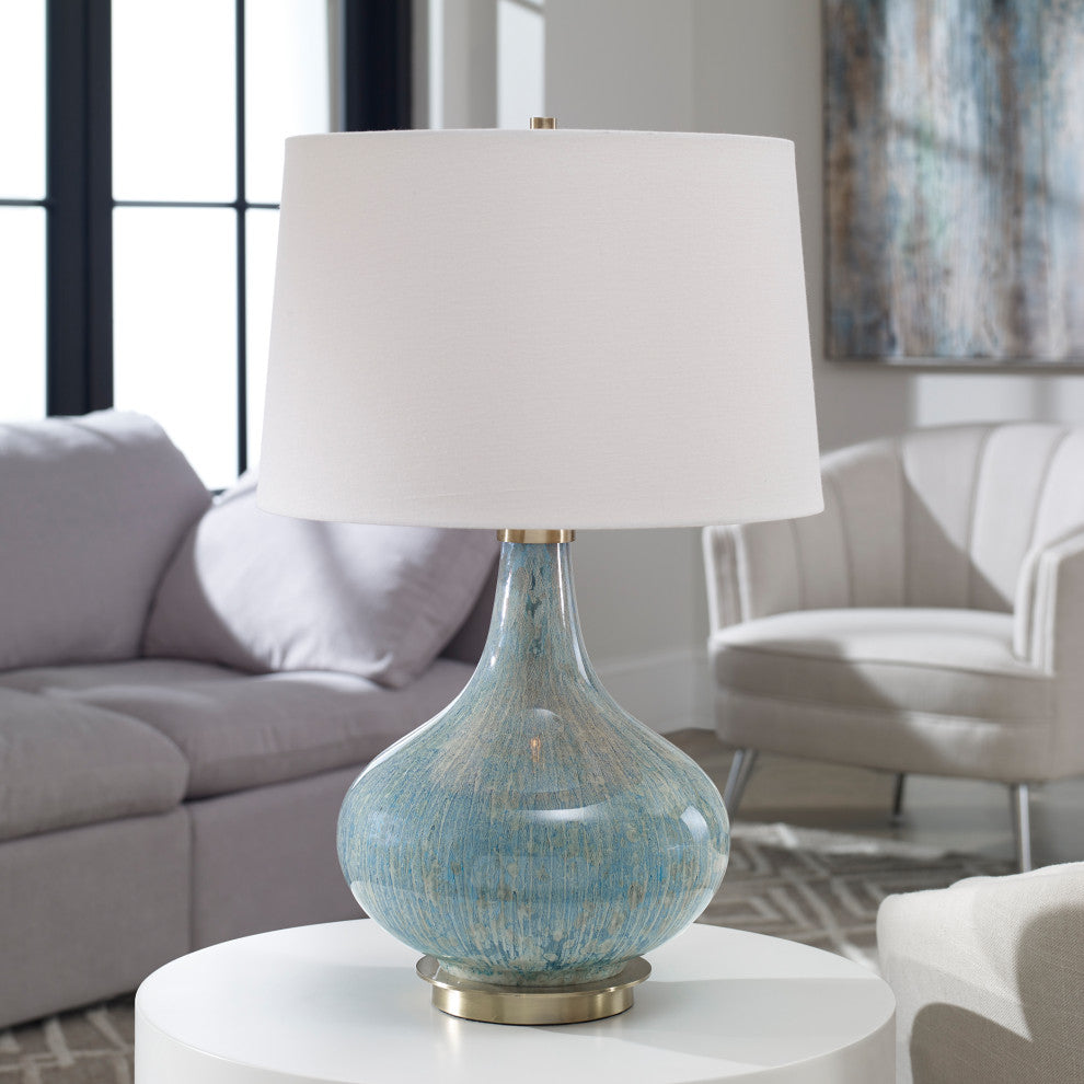 Uttermost Celinda Glass Lamp, Blue-Gray