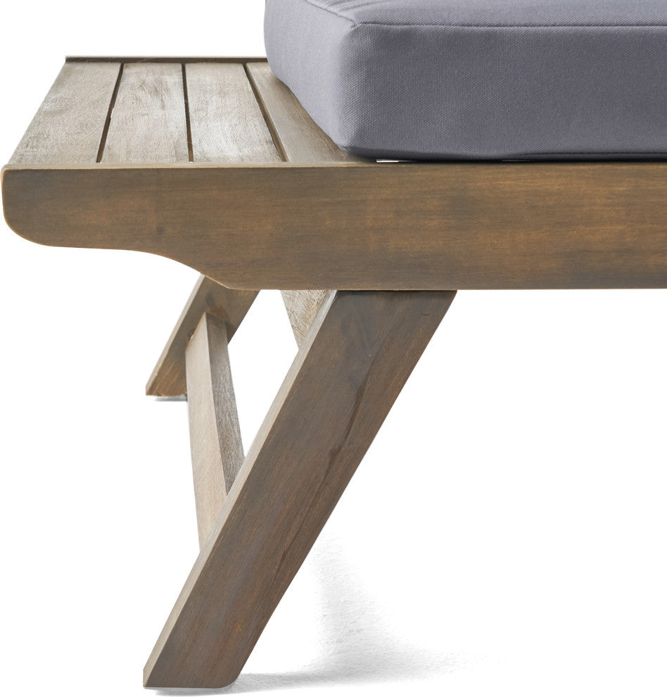 Kailee Outdoor Wooden Club Chairs With Cushions, Dark Gray, Gray Finish, Set of 2