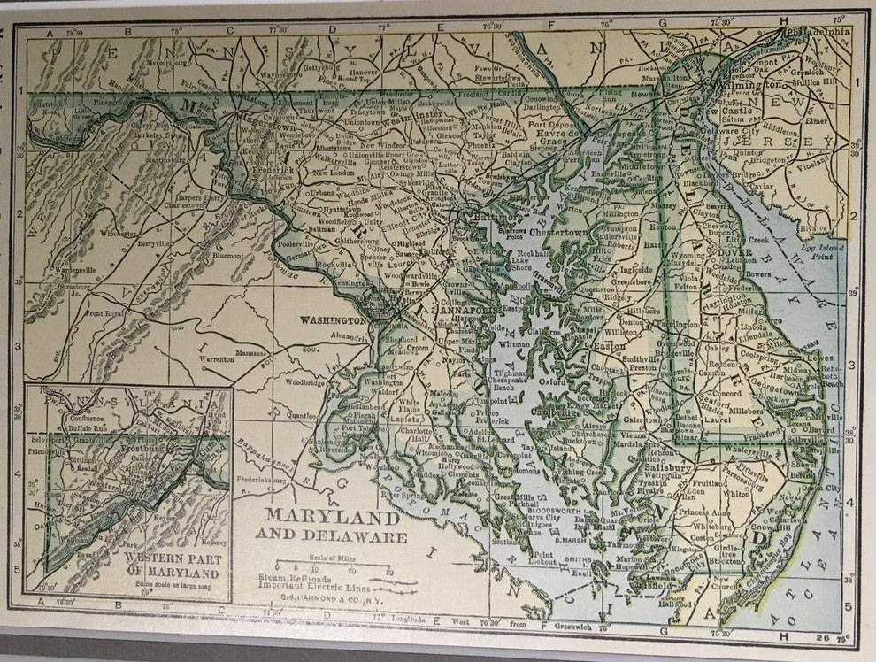 Original Vintage Maryland/Delaware State Map, 1 Authentic 1923 or 1927, 1927