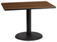 30'' x 42'' Rectangular Walnut Laminate Table Top with 24'' Round Base