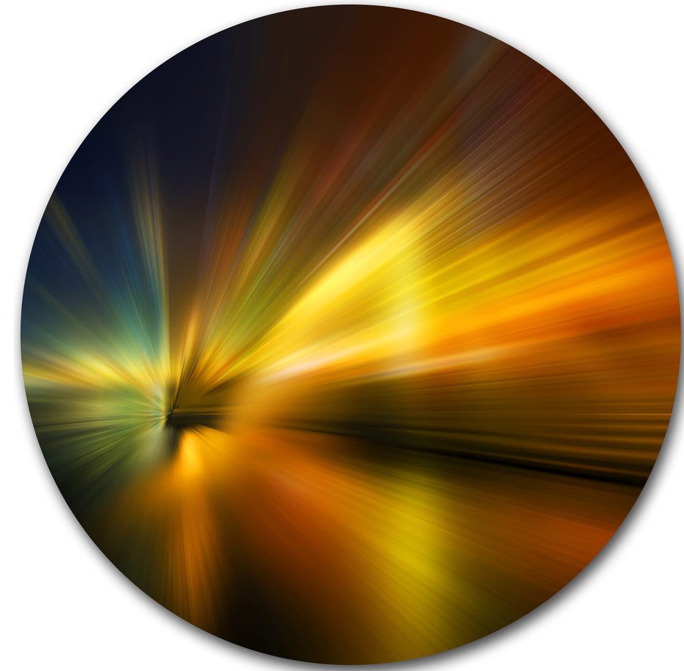 Blue Over Gold Texture, Abstract Digital Art Round Wall Art, 36"