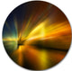 Blue Over Gold Texture, Abstract Digital Art Round Wall Art, 36"