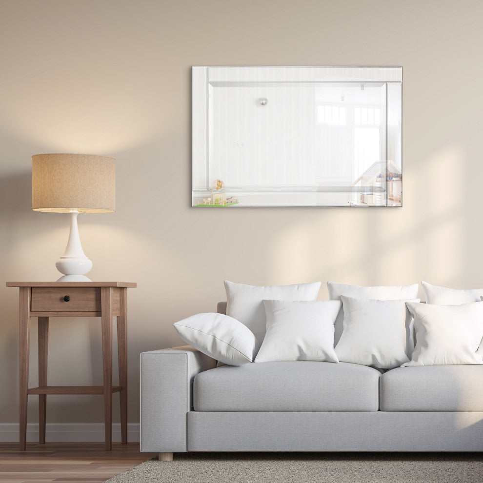 Modern Beveled Wall Mirror, 36"x24"