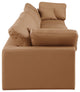 Comfy Upholstered Modular Sofa, Cognac, 4-Piece: 2 Armless Chair, 2 Corner Chair, Vegan Leather
