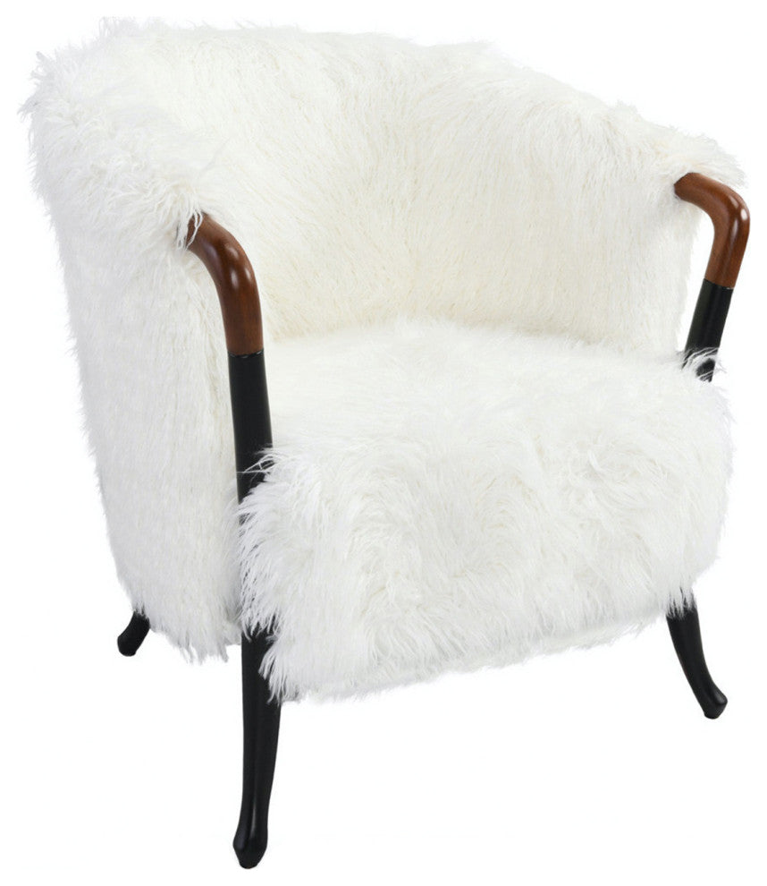 White Faux Fur Arm Chair