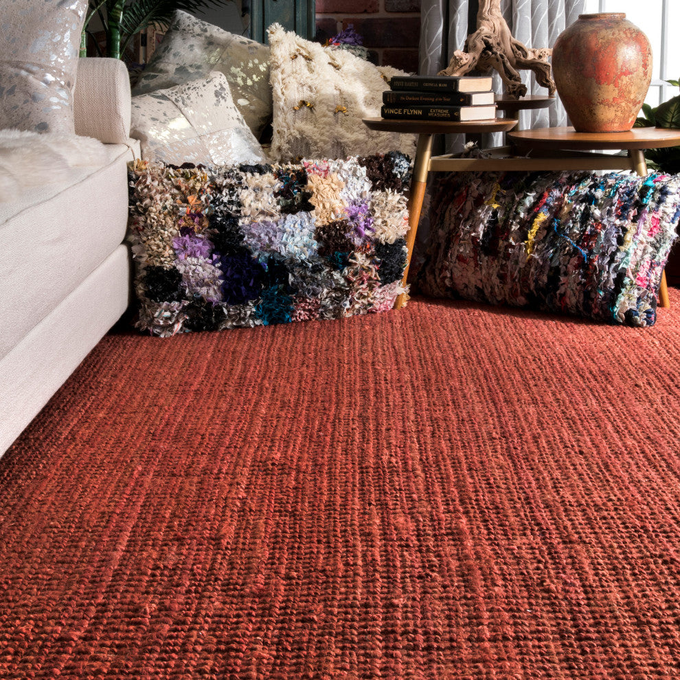 Nuloom Hand Woven Maui Chunky Loop Rug, Brick 7'6"x9'6"