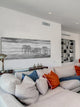 "Parade of Tusks" Painting Print on White Wood, 60"x20"