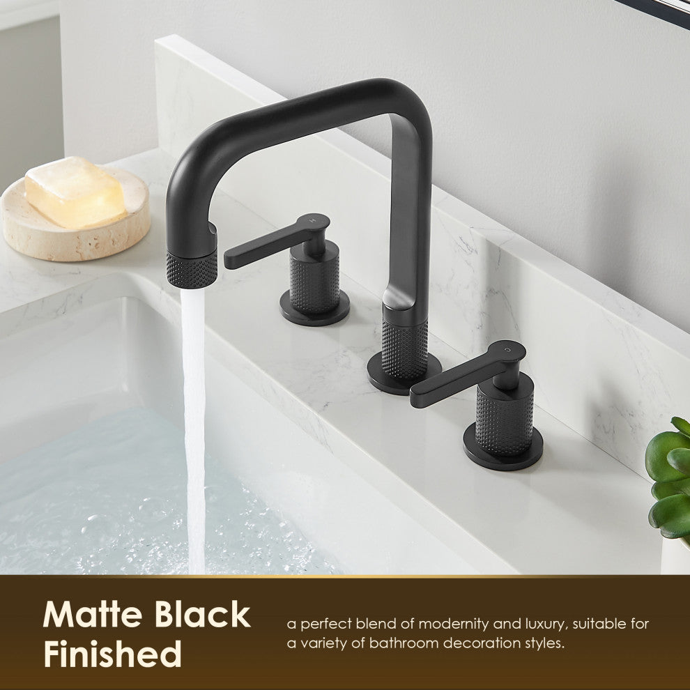 Wishful 8" Widespread 2-Handle Bathroom Faucet, Matte Black