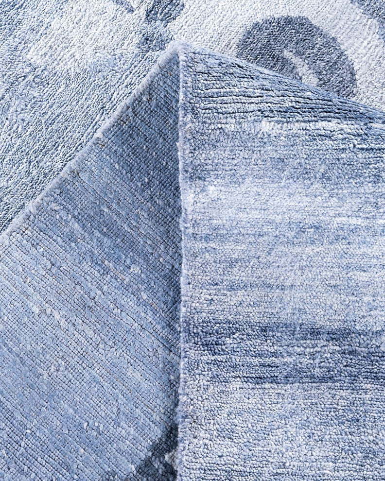 Modern, One-of-a-Kind Hand-Knotted Area Rug - Blue, 9' 1" x 11' 10"
