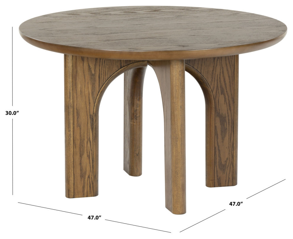 Safavieh Couture Olivetta Round Wood Dining Table, Medium Oak