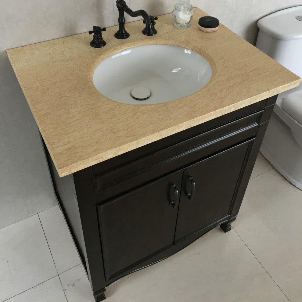 Westfield Single-Sink Vanity, Sable Walnut, 30", Beige Top