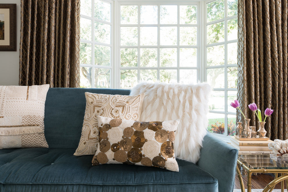 Faux Fur Decorative Throw Pillow by Loloi, White, 22"x22", Poly Insert