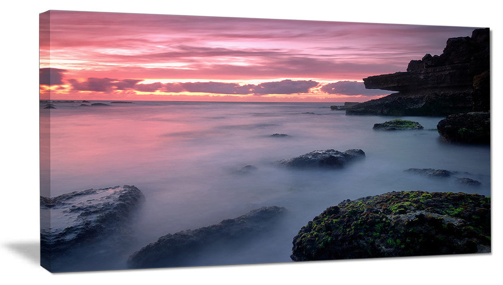 "Emerge From Water Samarra Beach" Contemporary Seascape Art Canvas, 40"x20"